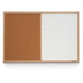 United Visual Products Wood Combo Board, 36"x24", Walnut/White Porcelain & Pearl UVDECORK3624OAK-WALNUT-WHTPORC-PEARL